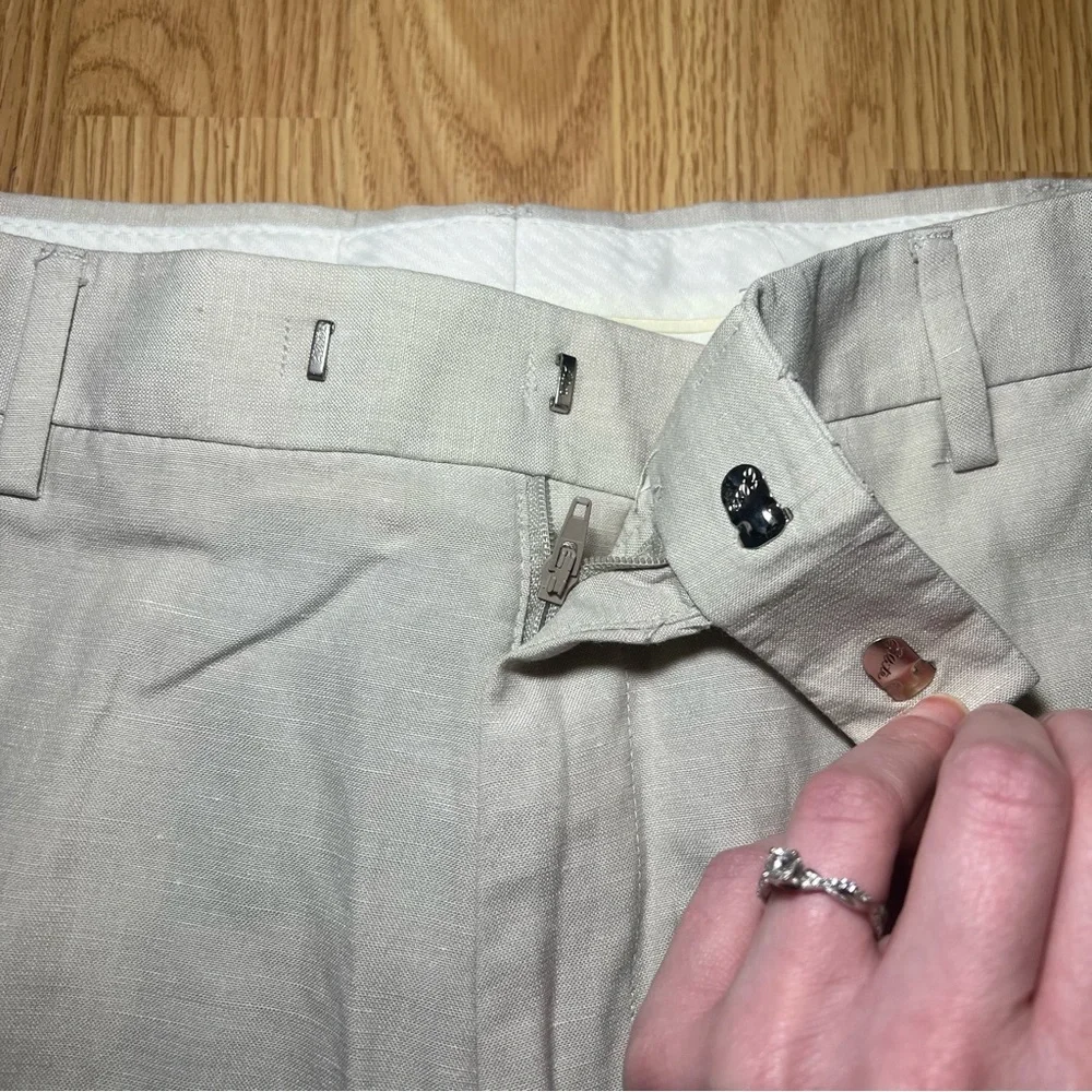 Kenneth Cole‎ Reaction Linen Pants Mens 36x26 Beige Dress Slacks Business Casual